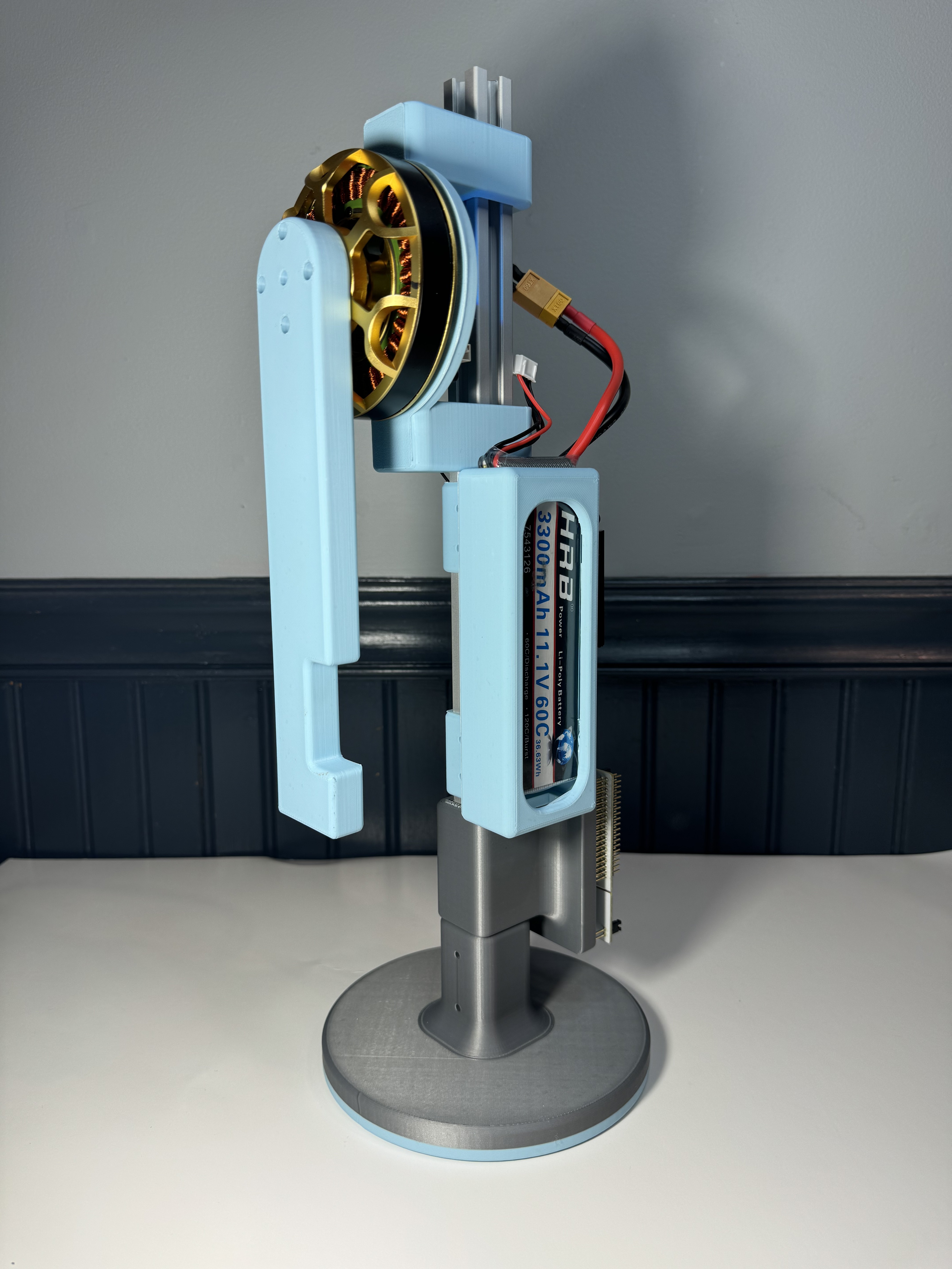 Field Oriented Control test bench, motor and arm assembly